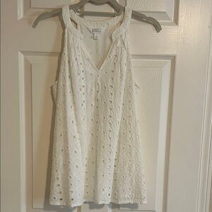 Market & Spruce Cream Eyelet Tank Top